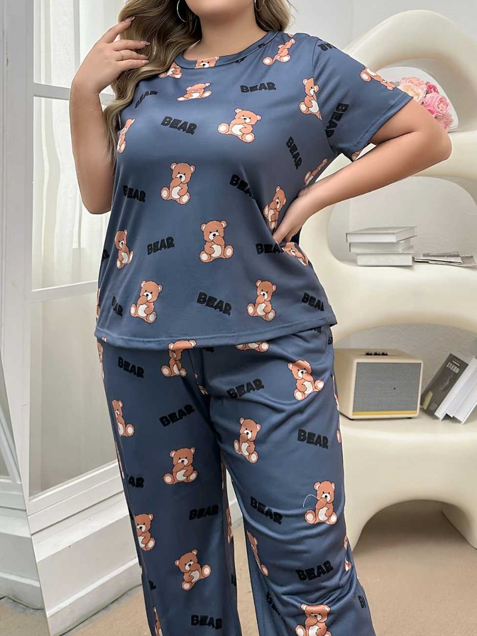 Cozy Bear Printed Night Suit T-SHIRT