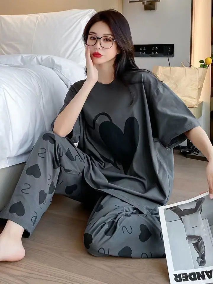 Double Heart printed Night Suit T-SHIRT