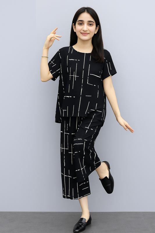 Black Capri PJs SET T-SHIRT
