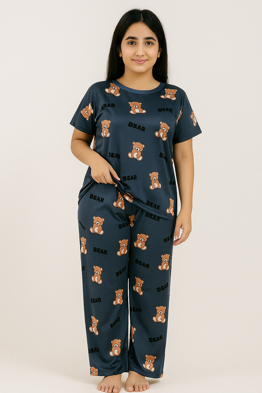 Cozy Bear Printed Night Suit T-SHIRT