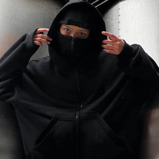 Balaclava Ninja Zipper Hoodie Jacket For Women